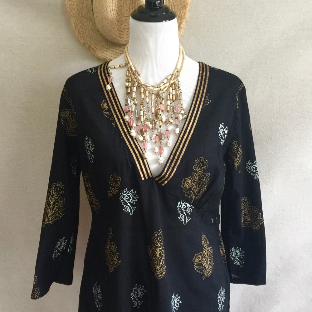 Black and Gold Beach Tunic L